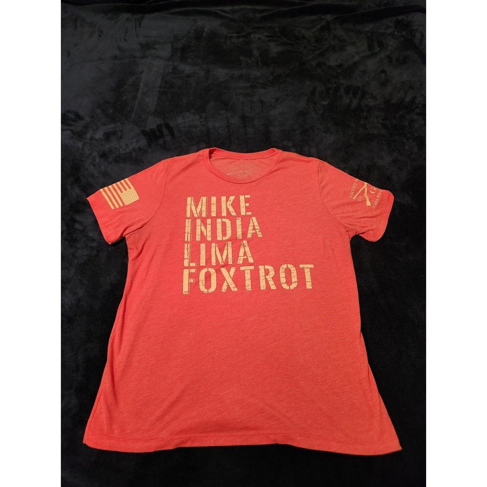 Grunt Style Mike India Lima Foxtrot Tee Red Heather Womens Large MILF T-Shirt